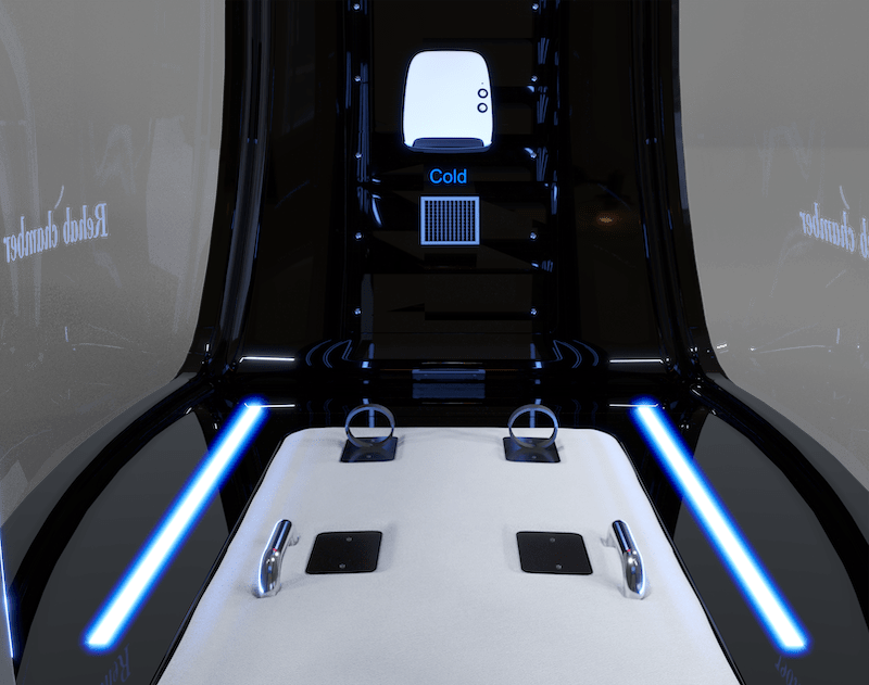 Interno della capsula HotCRYO con luci LED e maniglie