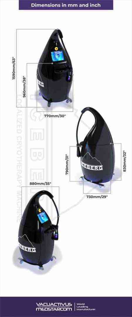 Schema dimensionale dell'Iceberg 50L in mm e pollici