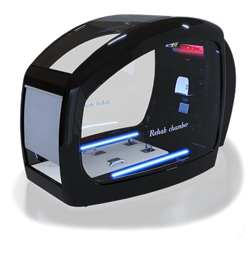 Capsula HotCRYO nera con pareti in vetro e luci LED