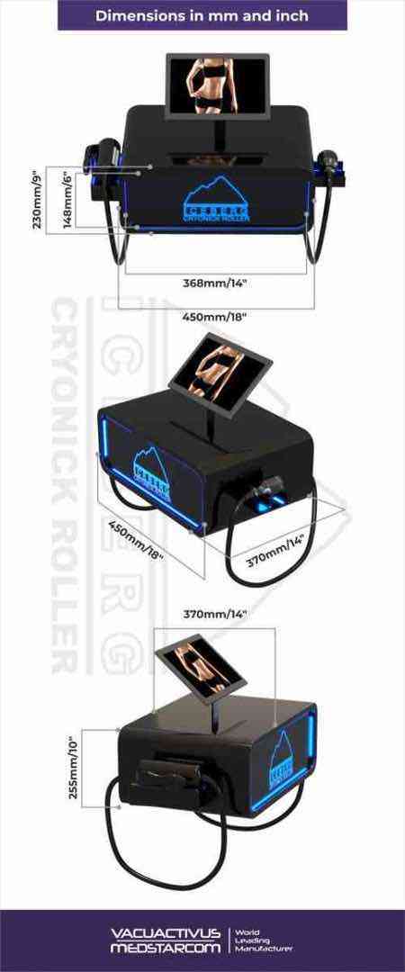 Schema dimensionale dell'Iceberg Cryonick Roller in mm e pollici