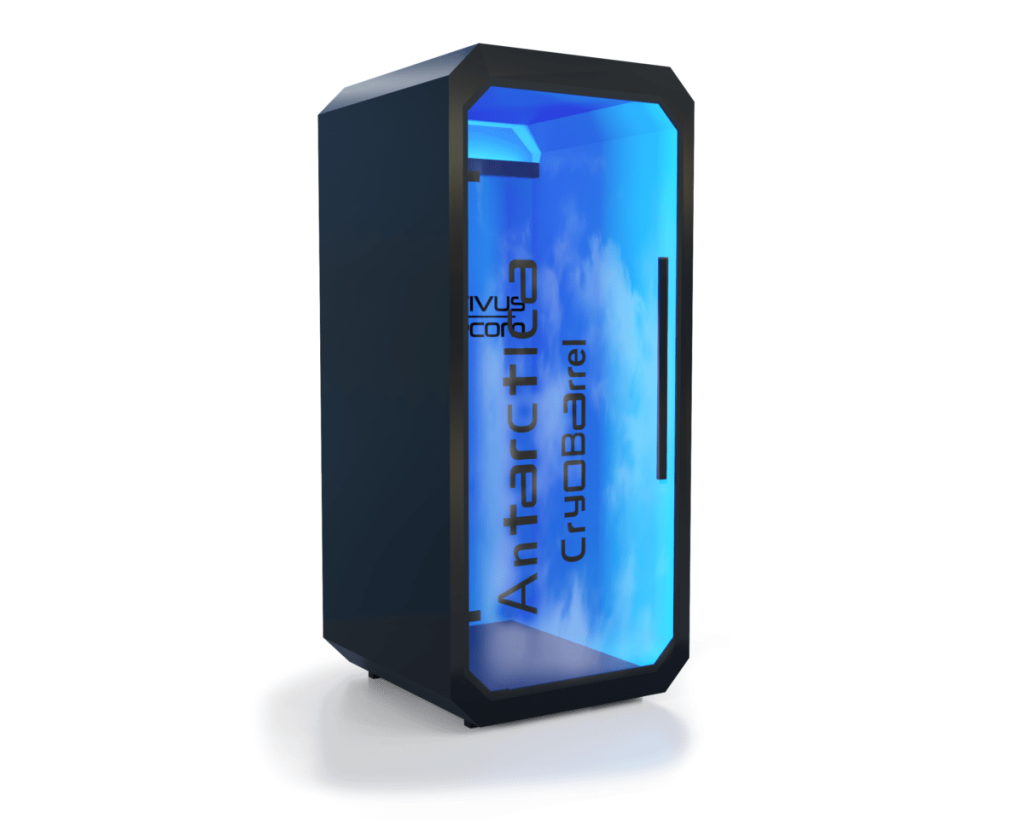 Camera Antarctica CryoBarrel con interno illuminato in blu
