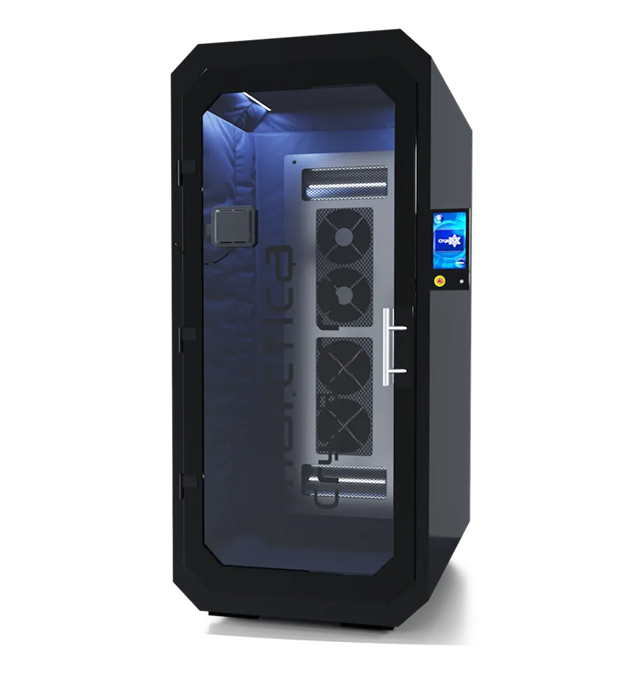 Camera Antarctica CryoBarrel nera con porta in vetro