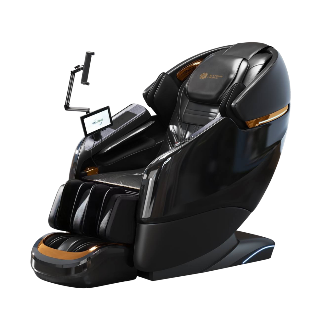 Poltrona massaggiante De-Stress Lounge nera con monitor