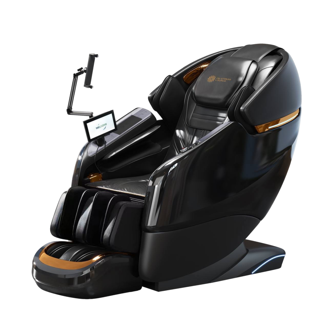 Poltrona massaggiante De-Stress Lounge nera con monitor