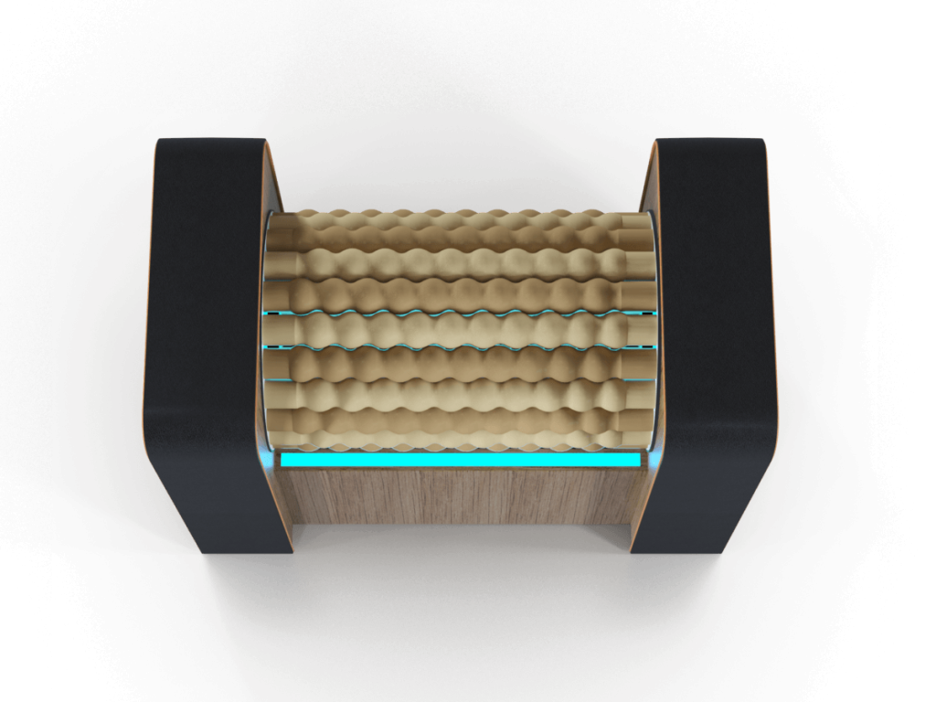 RollStar Mini SQ nero e legno, vista frontale