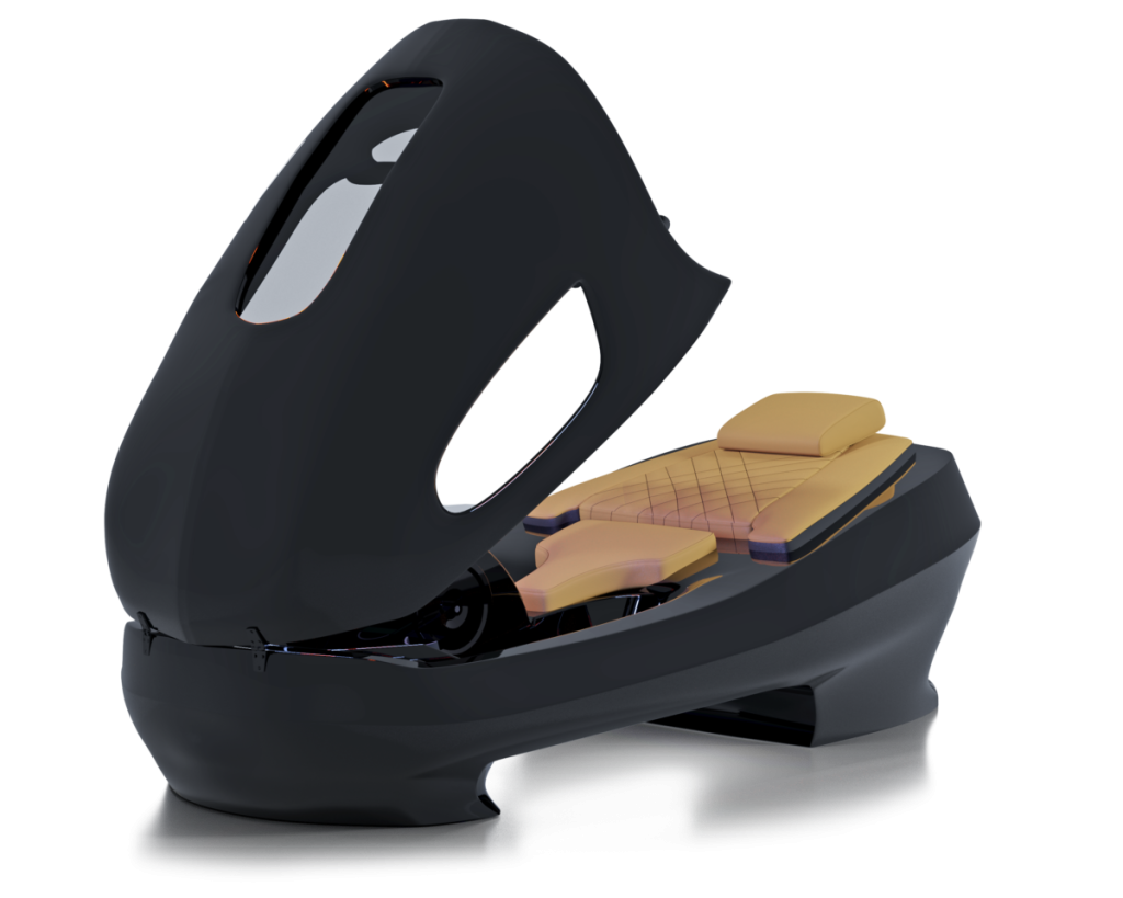 Cyclette InfraStar S nera con capsula aperta