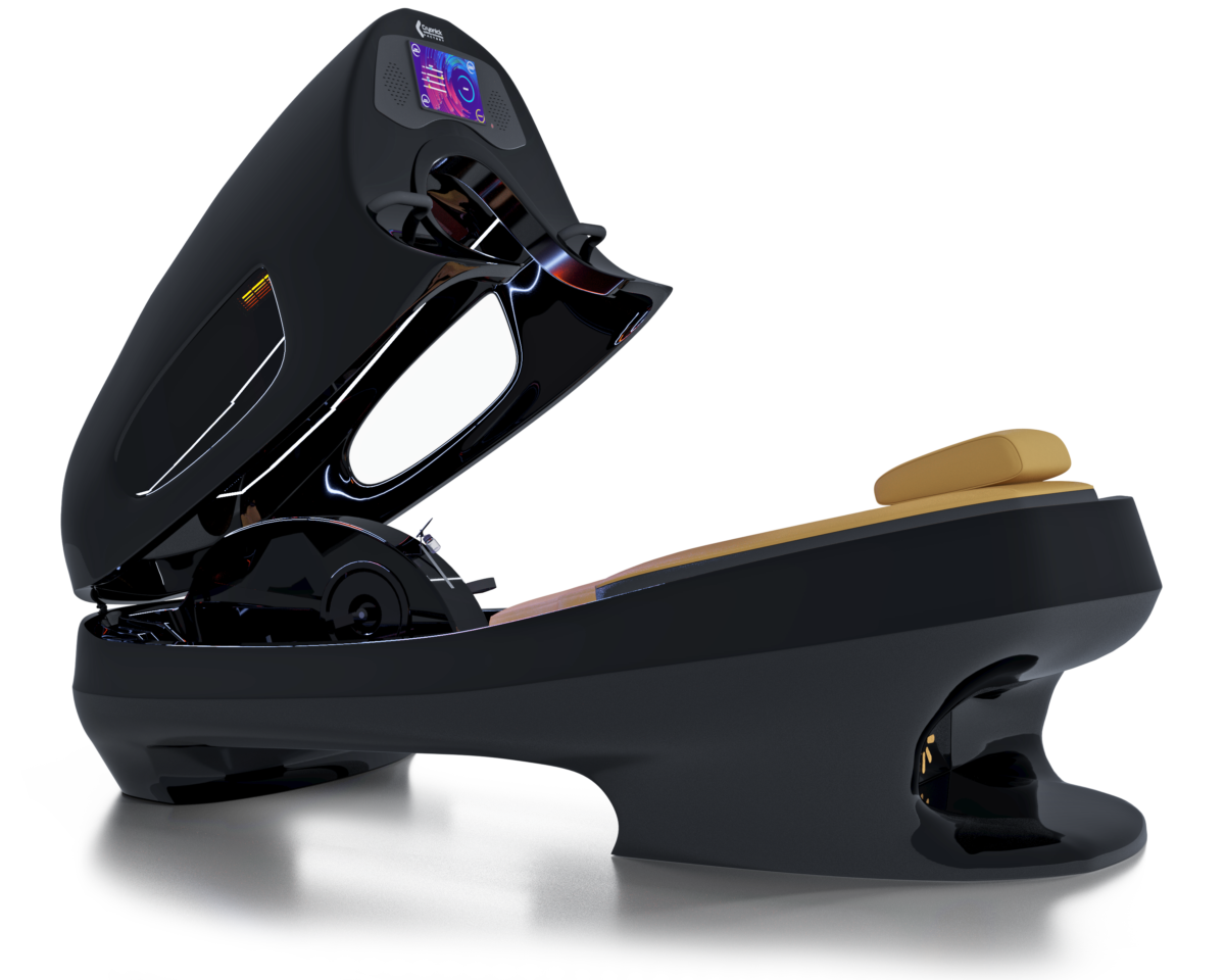 Cyclette InfraStar S nera aperta, vista laterale