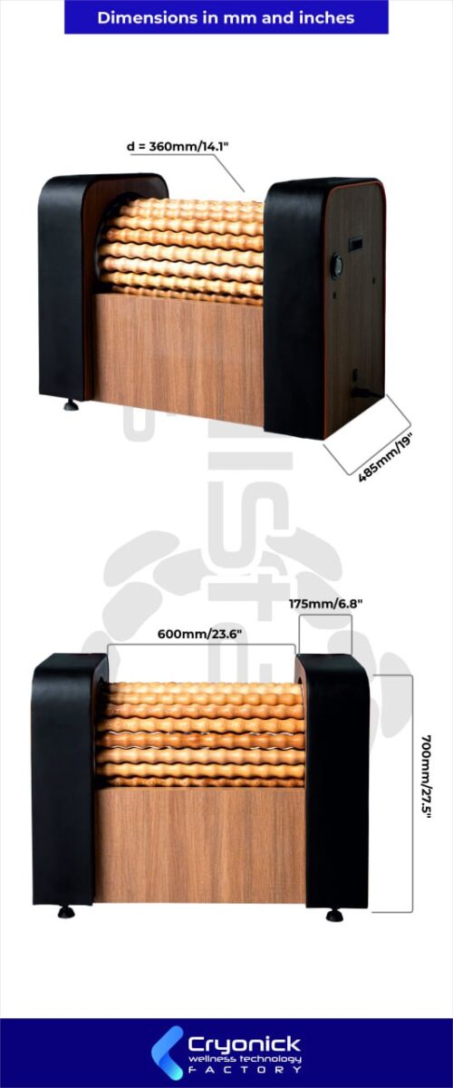 Schema dimensionale del RollStar Mini SQ in mm e pollici