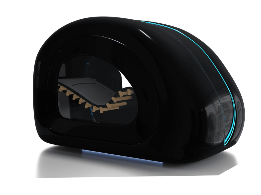Capsula Revique HaloX nera con lettino visibile