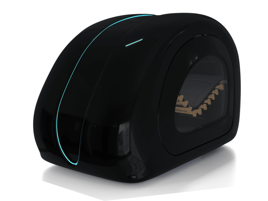 Capsula Revique HaloX nera, vista prospettica