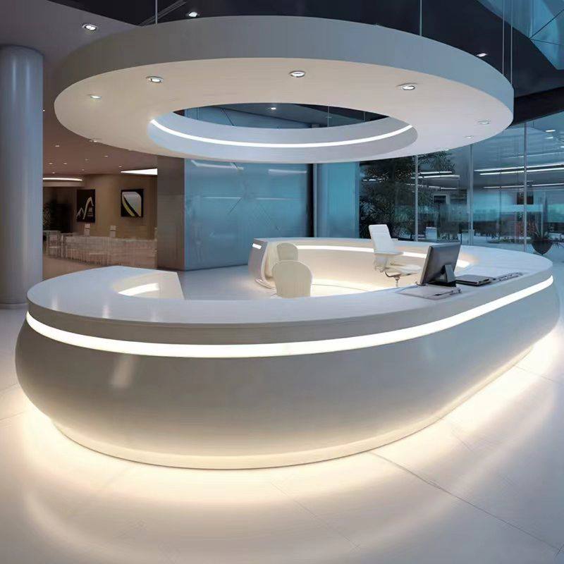 Bancone reception ovale con illuminazione LED