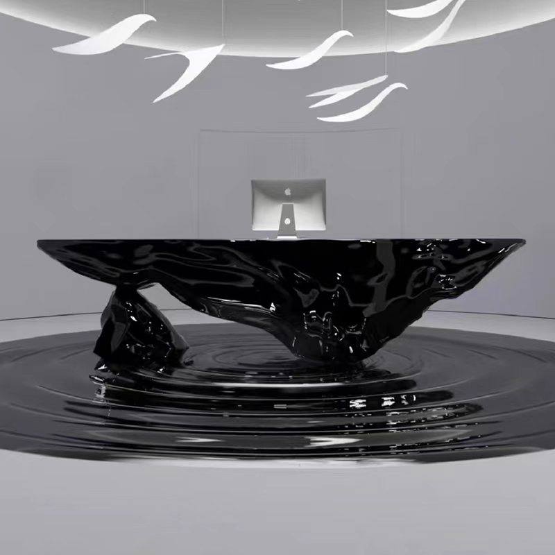 Bancone reception scultoreo nero lucido