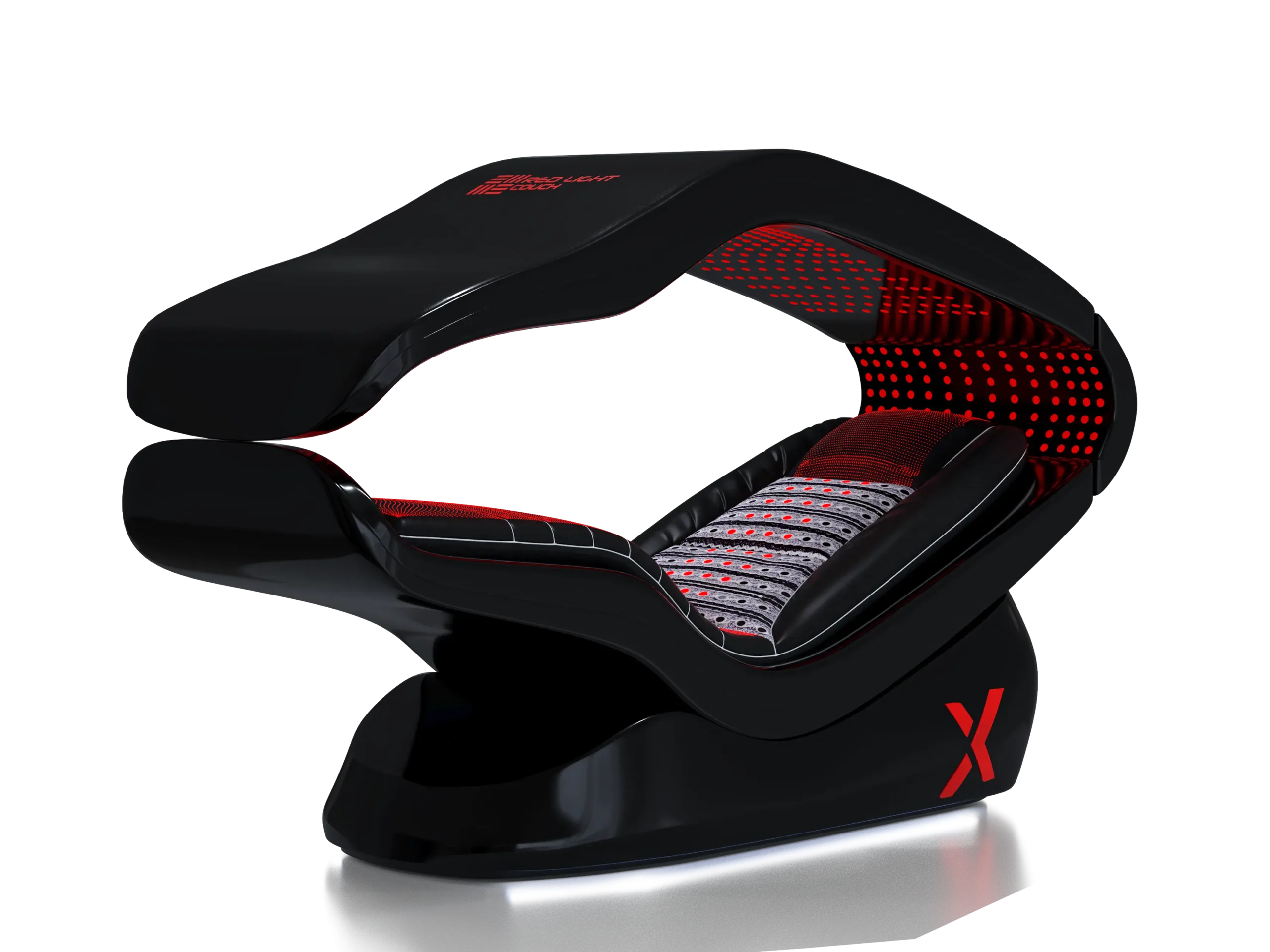 Lettino a luce rossa PEMF HALOX nero con pannelli LED