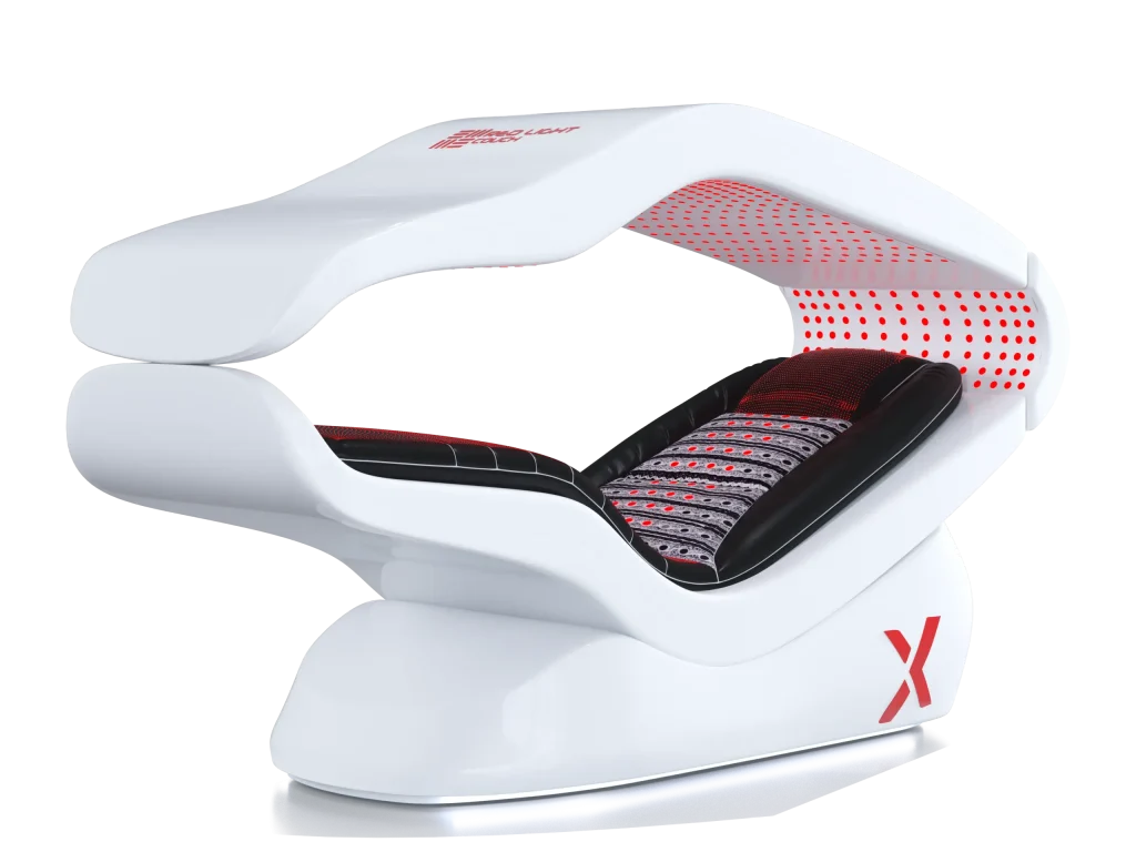 Lettino a luce rossa PEMF HALOX bianco con pannelli LED