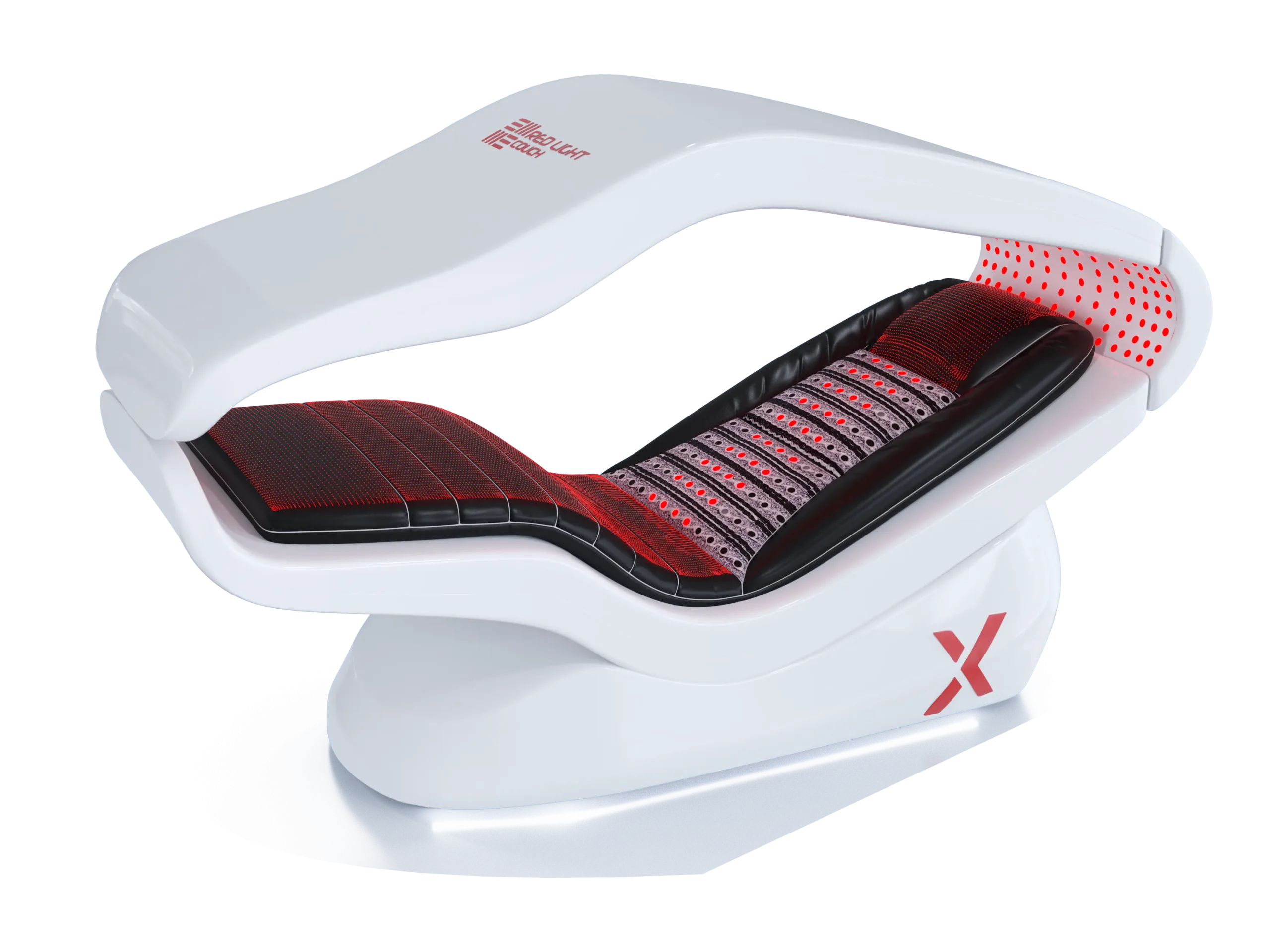 Lettino a luce rossa PEMF HALOX bianco con pannelli LED