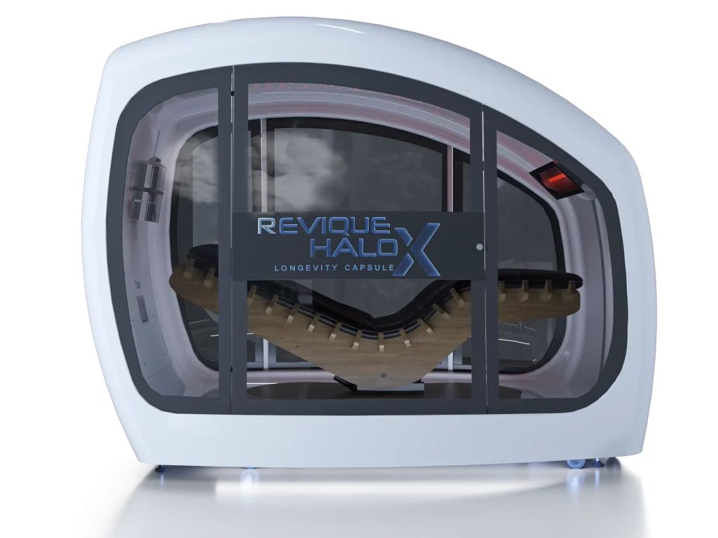 Capsula Revique HaloXL bianca con luce rossa interna