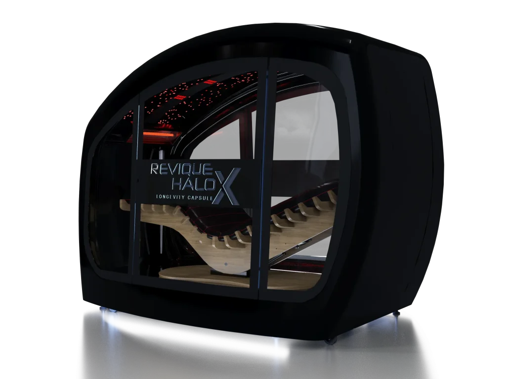 Capsula Revique HaloXL nera con luce rossa interna