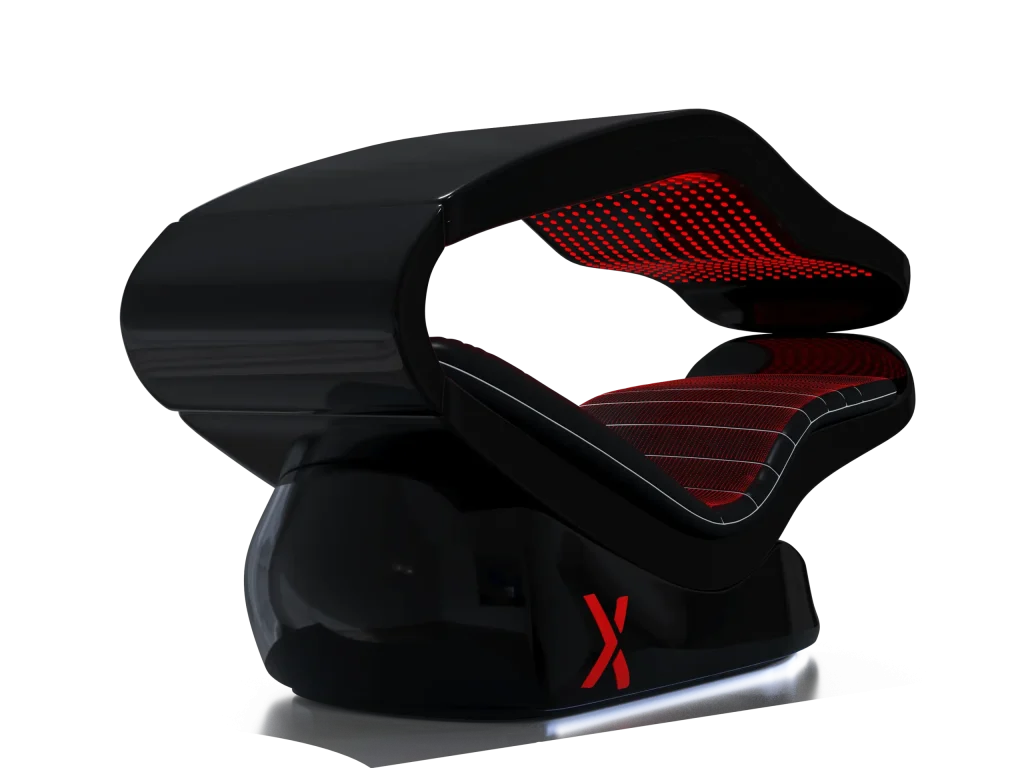 Lettino a luce rossa PEMF HALOX nero con cappa chiusa