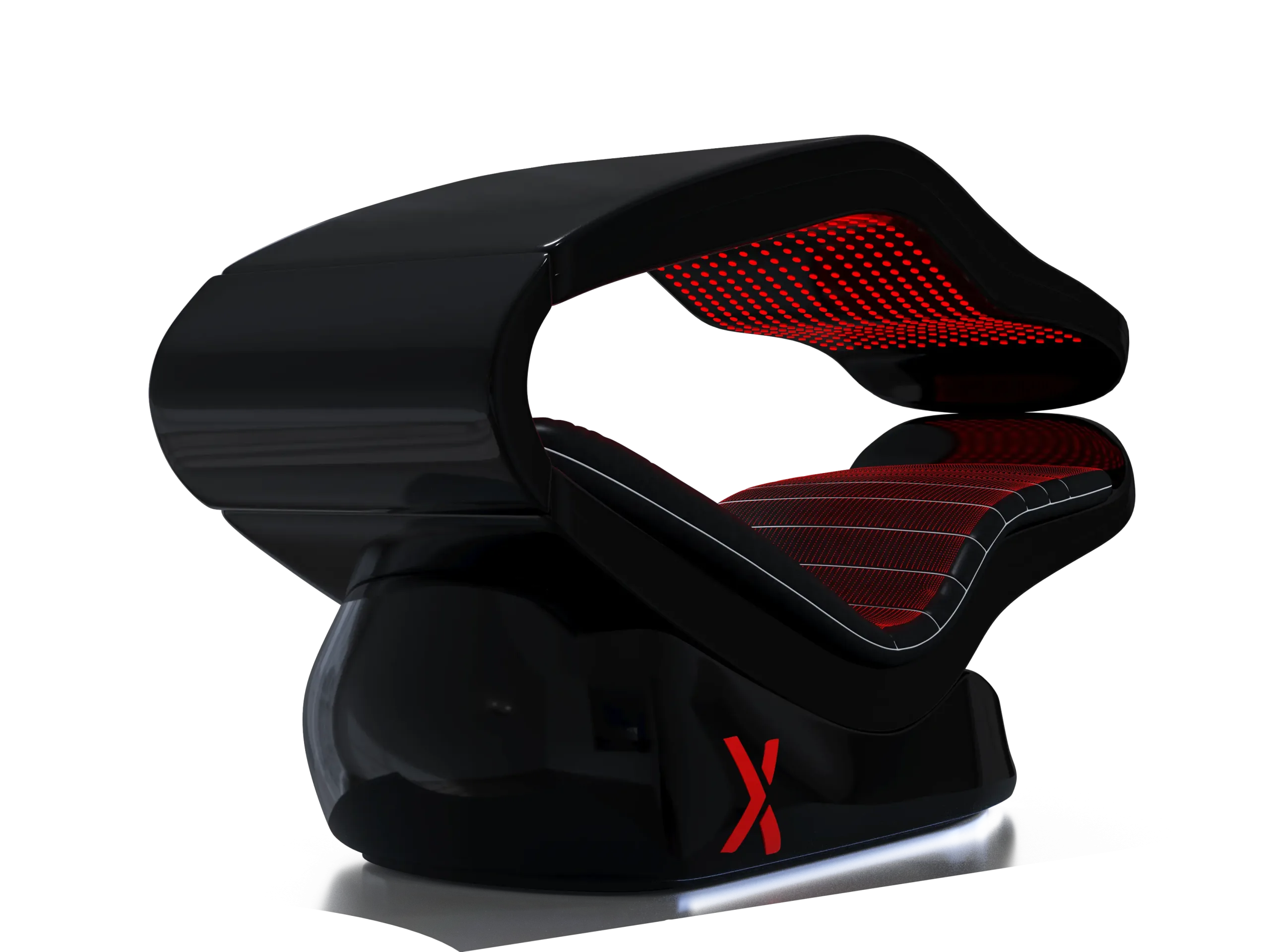 Lettino a luce rossa PEMF HALOX nero con cappa chiusa
