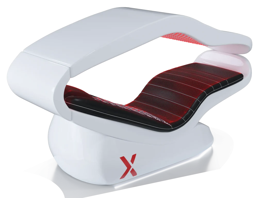 Lettino a luce rossa PEMF HALOX bianco con materasso rosso