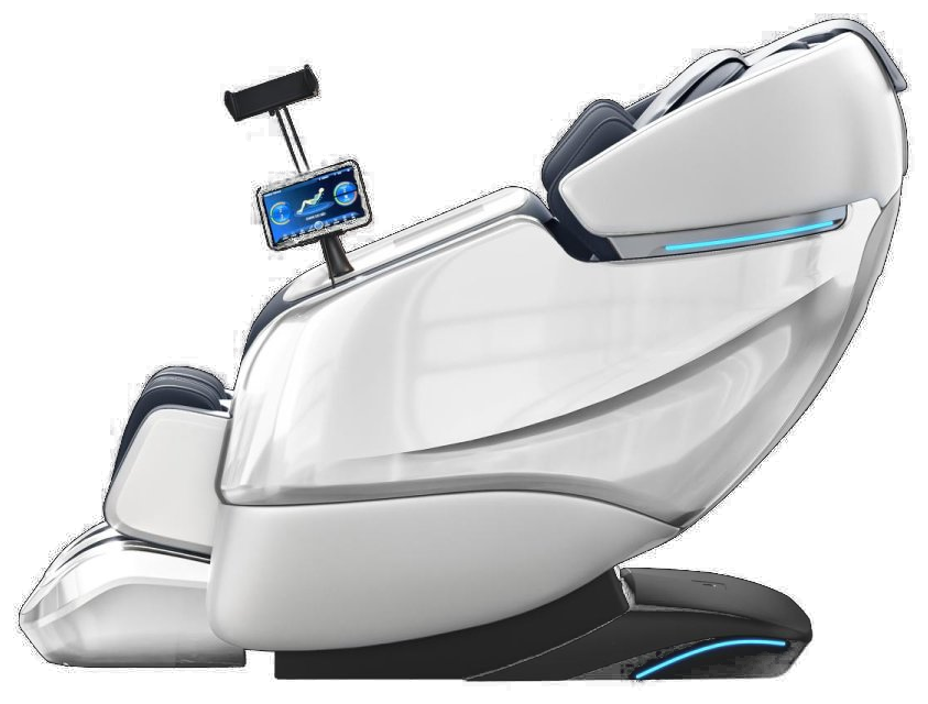 Poltrona massaggiante bianca De-Stress Lounge con monitor